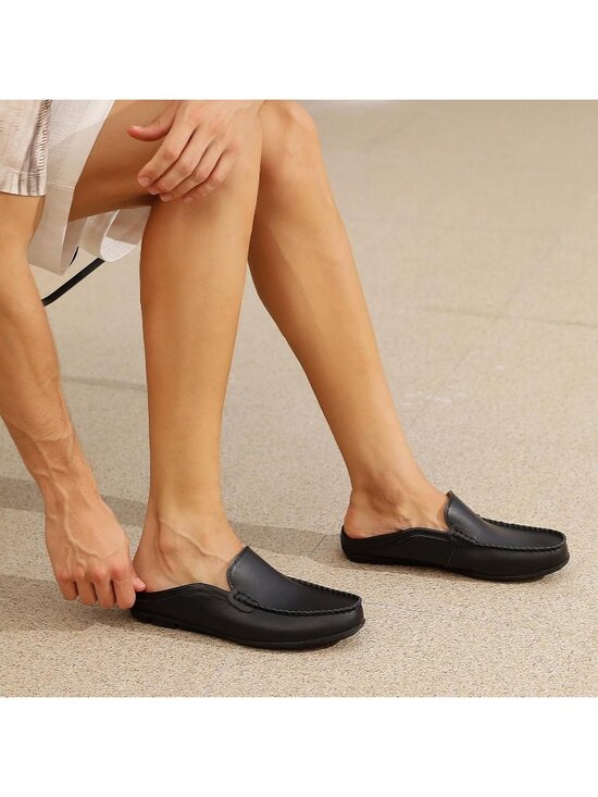 Men\'s Black Leather Loafers Premium Genuine Slip On Breathable Casual Shoes main image 6